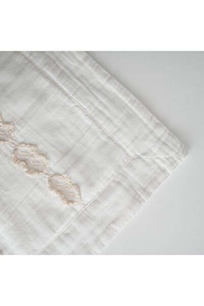 Ecocotton Sima Double Duvet Cover Set 100% Organic Cotton Muslin Embroidered Cream 200x220 Cm
