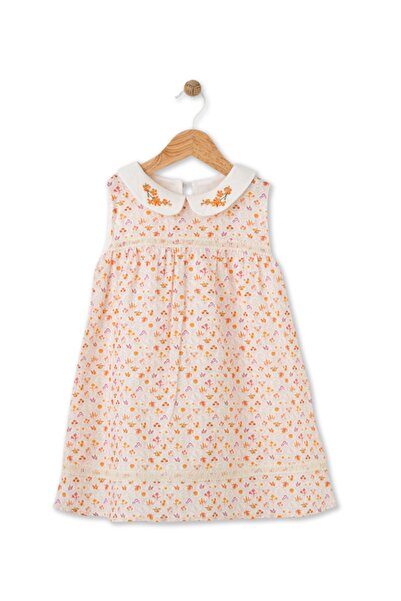 Maya And Luca Rochie portocalie cu imprimeu de primăvară și broderie cu motiv...