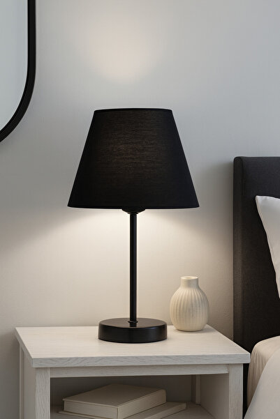 Vivido Abajur Black Lampshade Table Lamp - Modern Bedroom and Standing