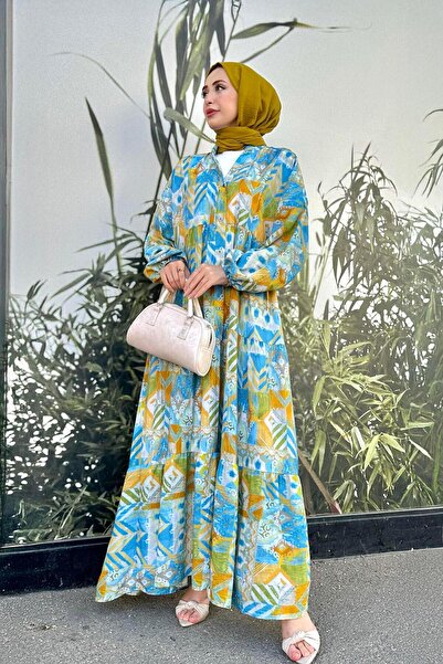 Sevitli Φόρεμα με έθνικ σχέδιο-Μπλε