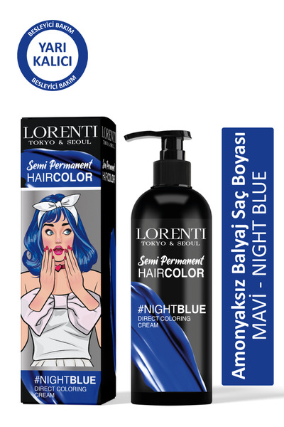 Amonyaksız Balyaj Renkli Saç Boyası Mavi Night Blue 200 ml
