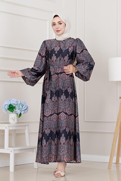 Sevitli Φόρεμα με μπαλόνι μανίκι Satin Adel-Μαύρο