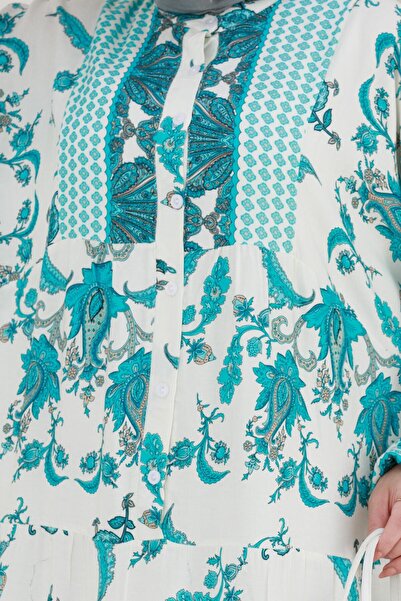 Sevitli Bat Sleeve Duru Viscon Dress-Bebe Blue