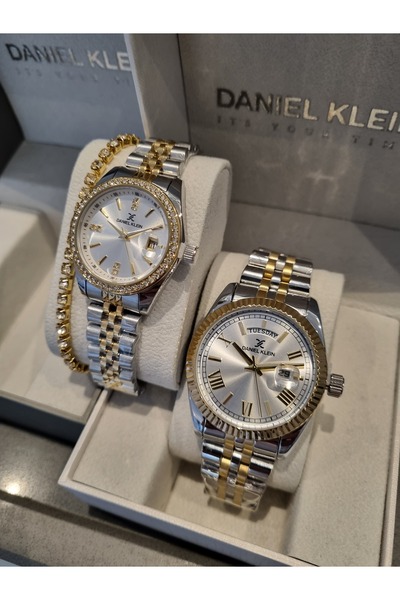 Daniel Klein Yellow Steel Bracelet - Dear Wrist Watch Set of 2