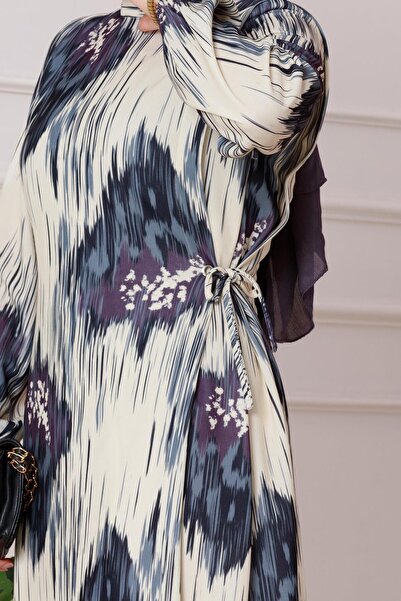 Sevitli Φόρεμα Sofia με μοτίβο με δεμένο πλάι-Γκρι