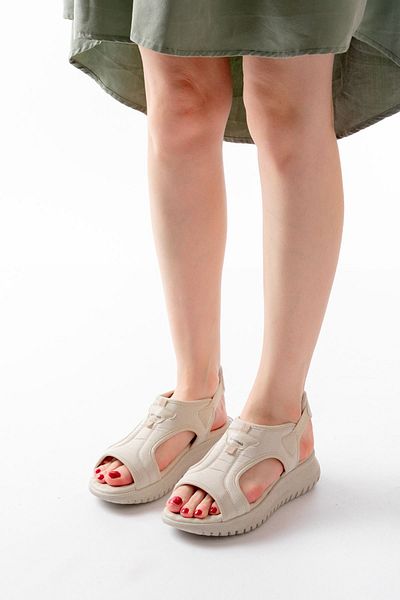 infon shoes creation T-221 Beige Spring Parachute Fabric Elastic Orthopedic Women's Sandals