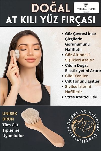 OSKAR FIRÇA 100% Natural Horsehair Facial Care Brush, Facial Cleansing Exfoliating Brush