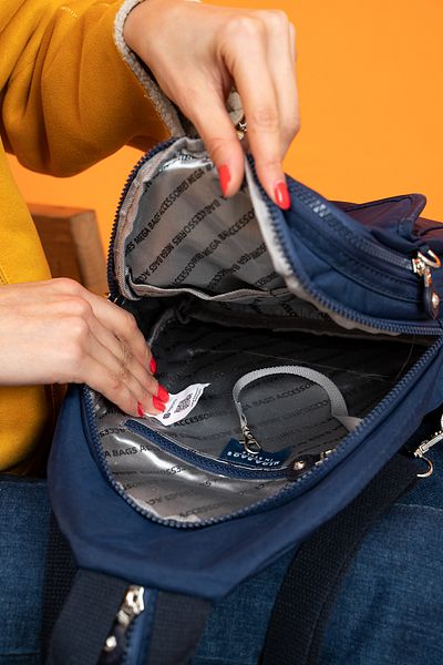 DUOMİNO Navy Blue Body Bag Special Zippered Backpack with Chest Strap Single Arm-Double Arm 30X20X10Cm