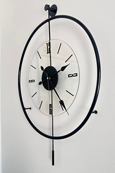 SEVİNÇ KONSEPT SİYAH İstanbul Luxe Şeffaf Büyük Boy 50 x 75 cm Modern Dekoratif Metal Duvar Saati