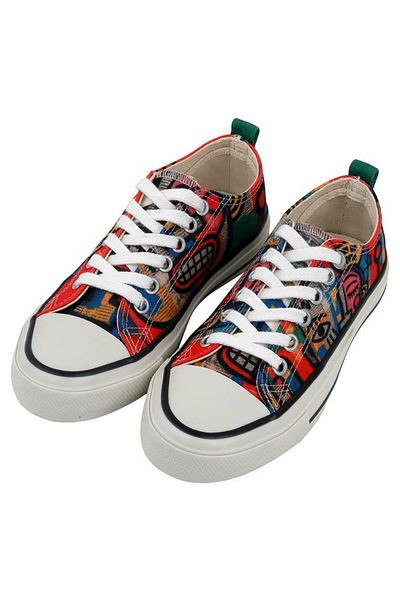 Dogo Women's Vegan Red Sneakers - Mad Face Design