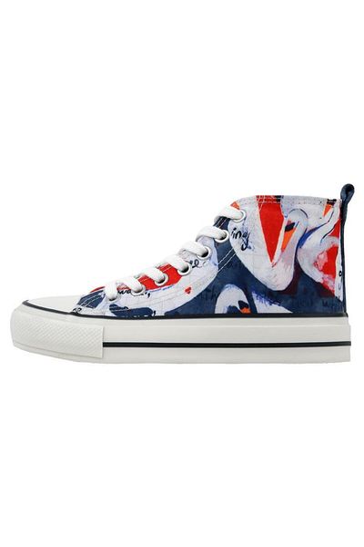 Dogo Women's Vegan Navy Blue High Sneakers - Swan and Raven Design