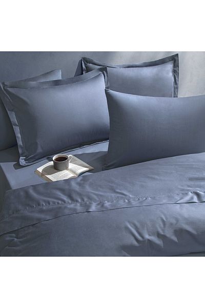 Linens Mix&Match Cotton Satin Single Fitted Sheet Indigo