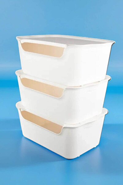 QUTU Бял комплект от 3 - 15L сгъваема кутия за организиране