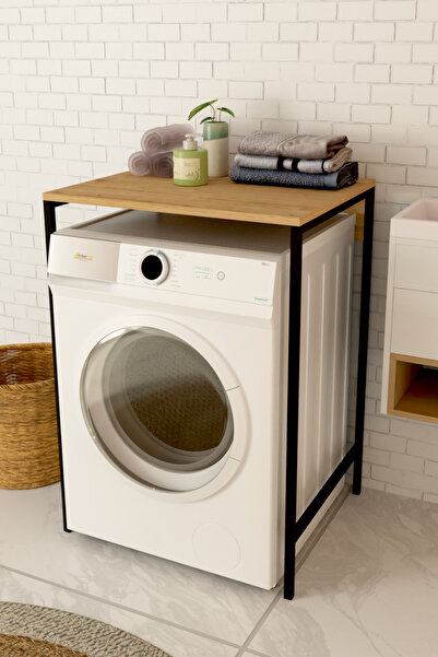 interGO Çamaşır Makinesi Üstü Düzenleyici | Kurutma Makinesi Üstü Geniş Organizer - Safir Meşe