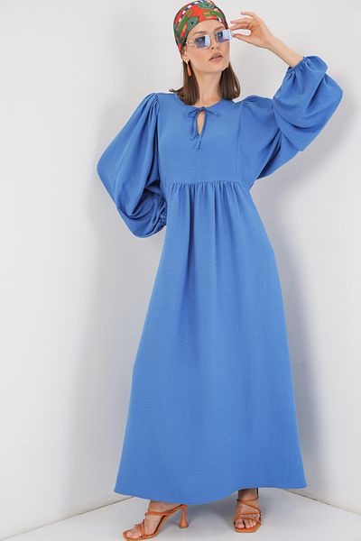 Bigdart Women's Balloon Sleeve Long Hijab Dress 2464 - Indigo