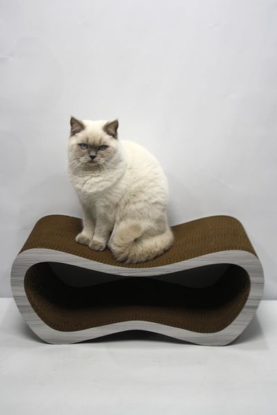 Lazy Paws Cardboard Cat Scratching Sofa - Set of 2 - Wood Gray Pattern