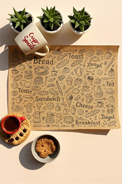 Dekals 40 Adet Vintage Klasik Desenli Amerikan Runner Servis Kağıdı Yağlı Şamua Sunum Kâğıdı Model -2