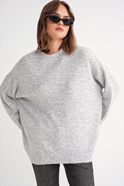 Mixray 6913 Model Gray Knitwear Sweater - Loose and Soft Texture