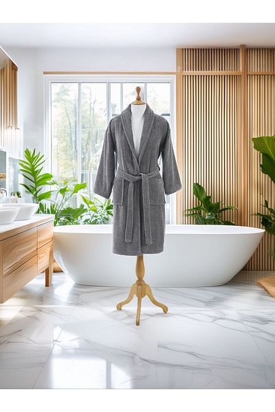 Donetella Unisex 100% Cotton Terry Bathrobe Large & Extra Large, 400 GSM, Ankle-Length with Shawl Collar