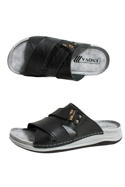 Benittokids Enova Men's Faux Leather Orthopedic Double Monta Sole Buckle Stitched Stylish Home Outdoor Slippers