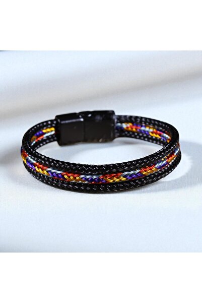 etniko Braided Color Steel Men's Bracelet