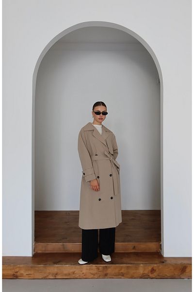 JASTE Women's Double-Collar Lined Trench Coat