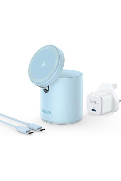 Anker شاحن لاسلكي مغناطيسي 623 (MagGo)، محطة شحن لاسلكية 2 في 1 مع شاحن USB-C بقوة 20 وات