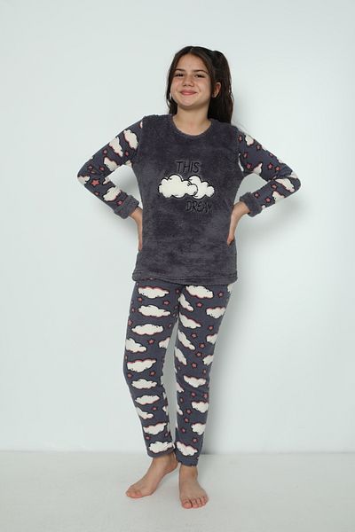 ROMEO LİFE Girl's Winter Plush Fleece Pajamas Set 8060