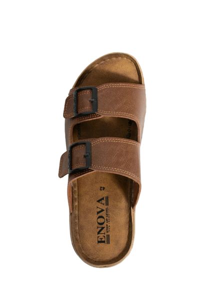Benittokids Enova Men's Artificial Leather Orthopedic Double Monta Sole Adjustable Buckle Stitched Stylish Home and Outdoor Slippers