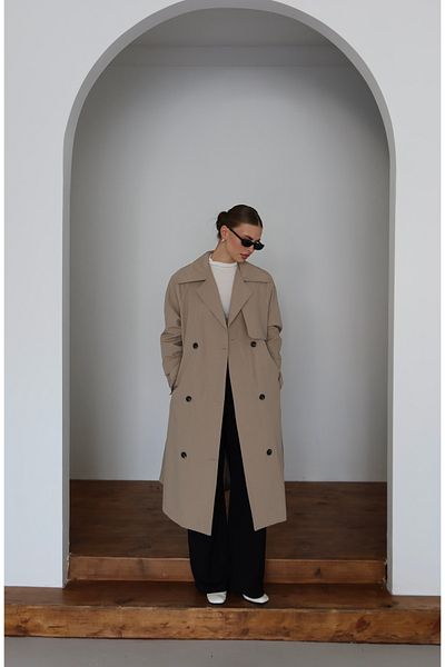 JASTE Women's Double-Collar Lined Trench Coat
