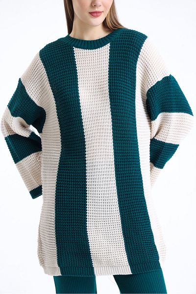 sole stories Women's Oversize Cut Color Block Sweater Dress