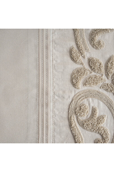 Ecocotton Yade Beige Duvet Cover Set - 100% Organic Cotton, Satin Embroidered, Double, 200X220 cm