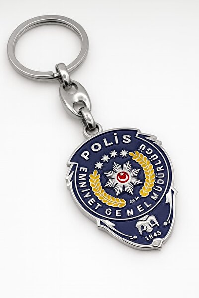 excarpin Polis Çift Taraflı Renkli Logolu Rozet Metal Anahtarlık