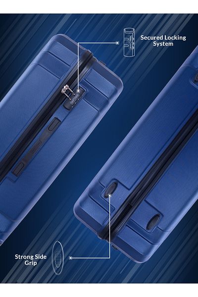 PARAJOHN Nior Series Set of 2 Luggage – Lightweight ABS Hardshell, 10KG Carry-On & 30KG Large Trolley Navy