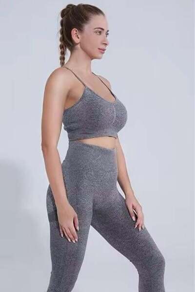 Bikini Mayokini Dünyası Yoga Gym Single Top - Gray