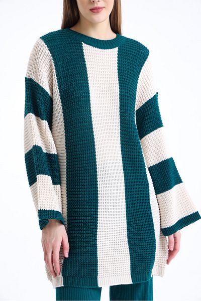 sole stories Women's Oversize Cut Color Block Sweater Dress