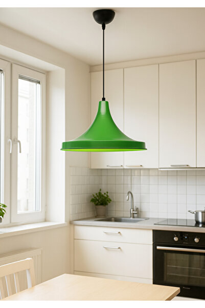 HOMİNG Homing Riga Büyük Boy Metal Sarkıt Yeşil Cafe Restoran Ev Ofis Ayd-3718