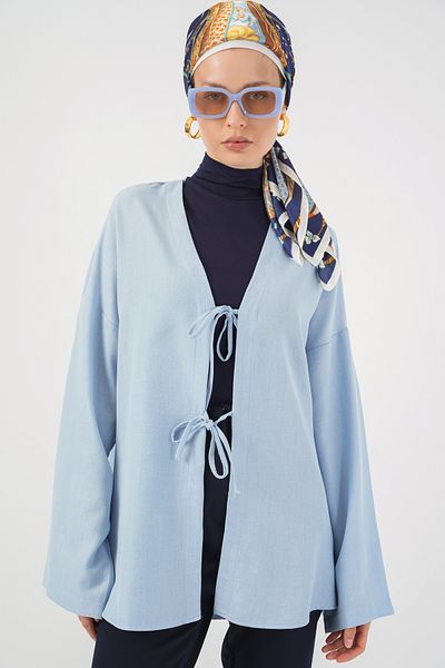 Bigdart Linen Hijab Kimono 5968 - Blue