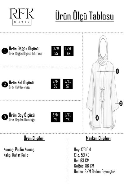 RFK Butik Women's Drawstring Front Tie Poplin Kimono Blue
