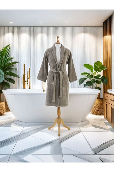 Donetella Unisex Bathrobe 100% Cotton Velour Large & Extra Large, 400 GSM, Ankle-Length with Shawl Collar