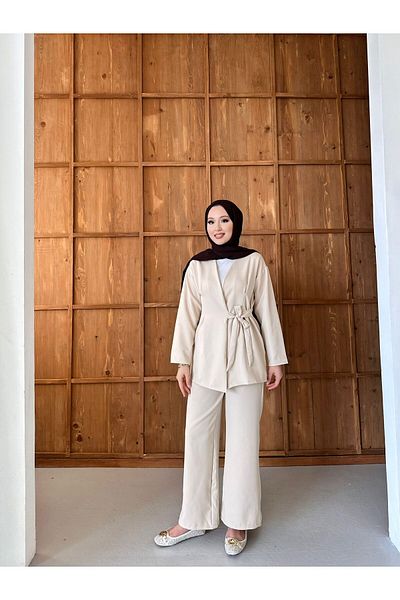 New Lune Women's Clothing Side Tie Hijab Double Suit Bottom Top Suit