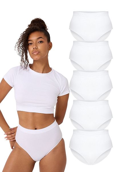 FOREVER MORE 5-Piece Seamless Women's High Waist Bato Slip Panties