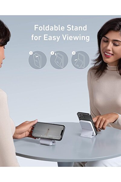 Anker بنك الطاقة، بطارية مغناطيسية 622 (ماجو)، شاحن لاسلكي محمول مغناطيسي قابل للطي بسعة 5000 مللي أمبير/ساعة