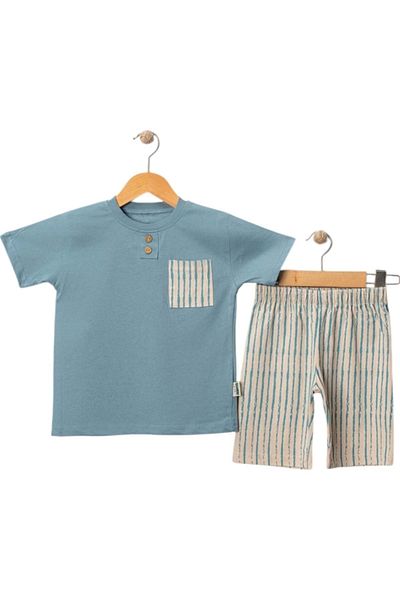 Babexi Tshirt Striped Shorts Set Indigo