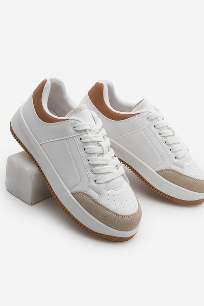 Marjin Women's Sneaker Thick Sole Suede Detail Sports Shoes Hinos Beige