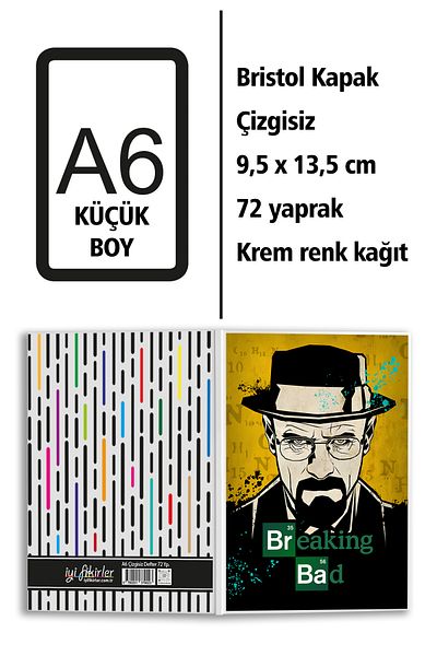 iyi fikirler Breaking Bad Walter White Printed A6 Small Size Unlined Notebook