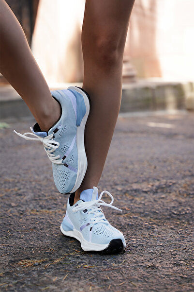 Marjin Women's Sneaker Knitted Knitwear Running and Walking Sports Shoes Armes Blue