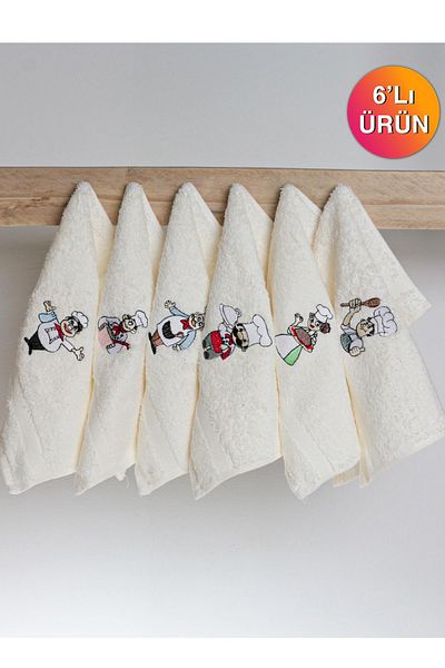 Ender Home MoodKitchen Pachet de 6 Prosoape de Bucătărie – Model Cook, 30x30 cm, 100% Bumbac