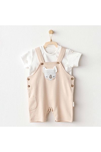 andywawa Ac25845 Happy Animals Baby Salopet Set Beige
