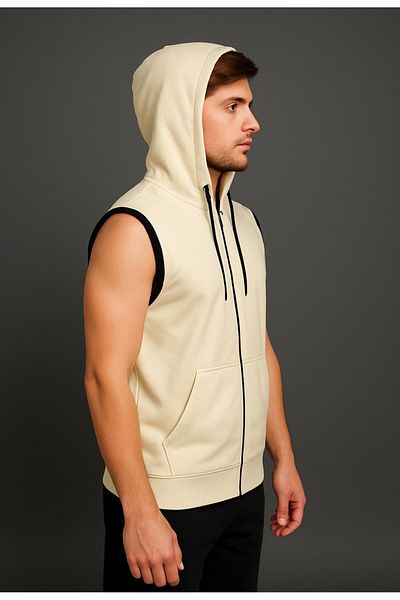 AXXEL Men's Cream Sports Vest-Y1142
